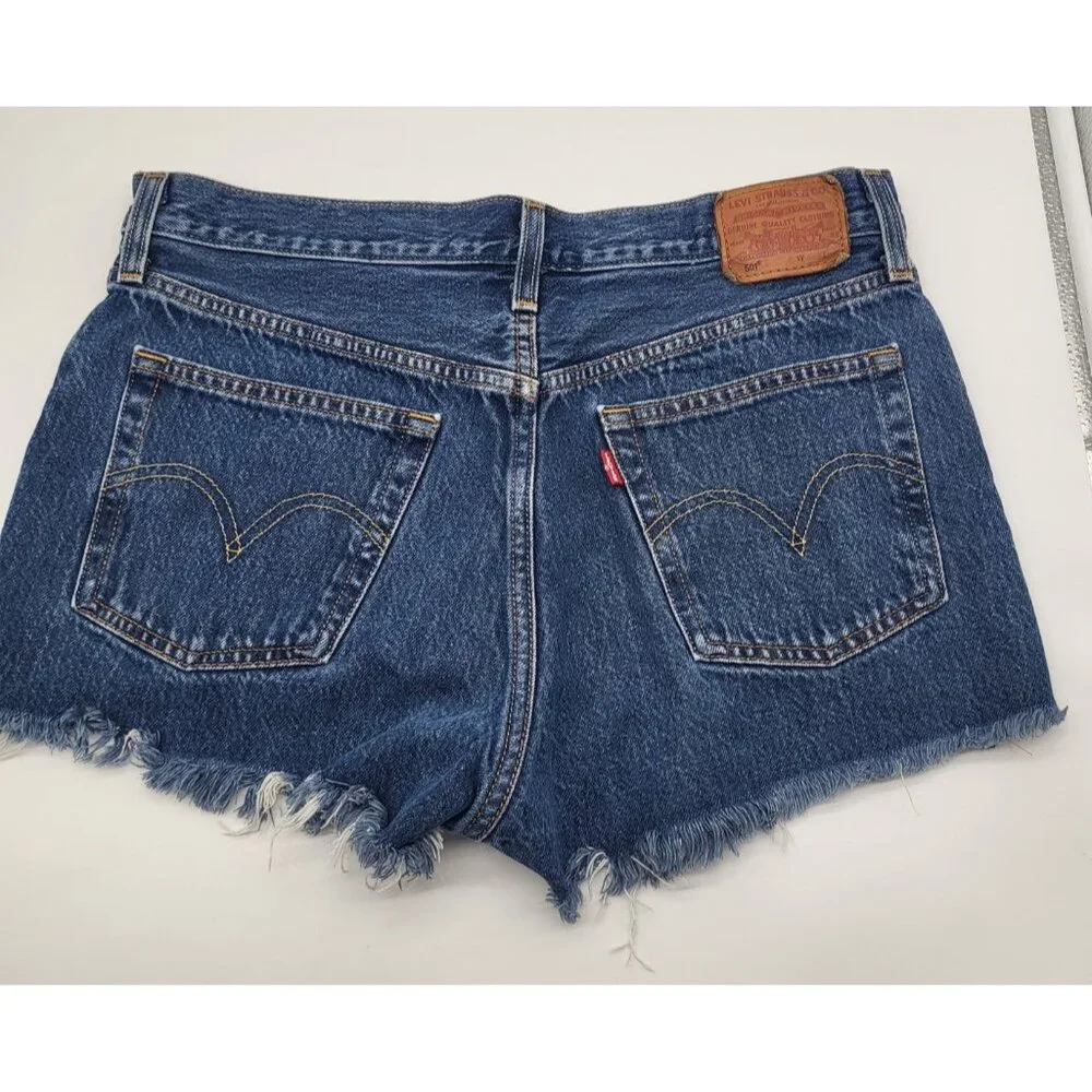 Levi's 501 Cut Off Shorts Womens 29 Denim Classic Button Fly Cowgirl Western - Picture 2 of 11